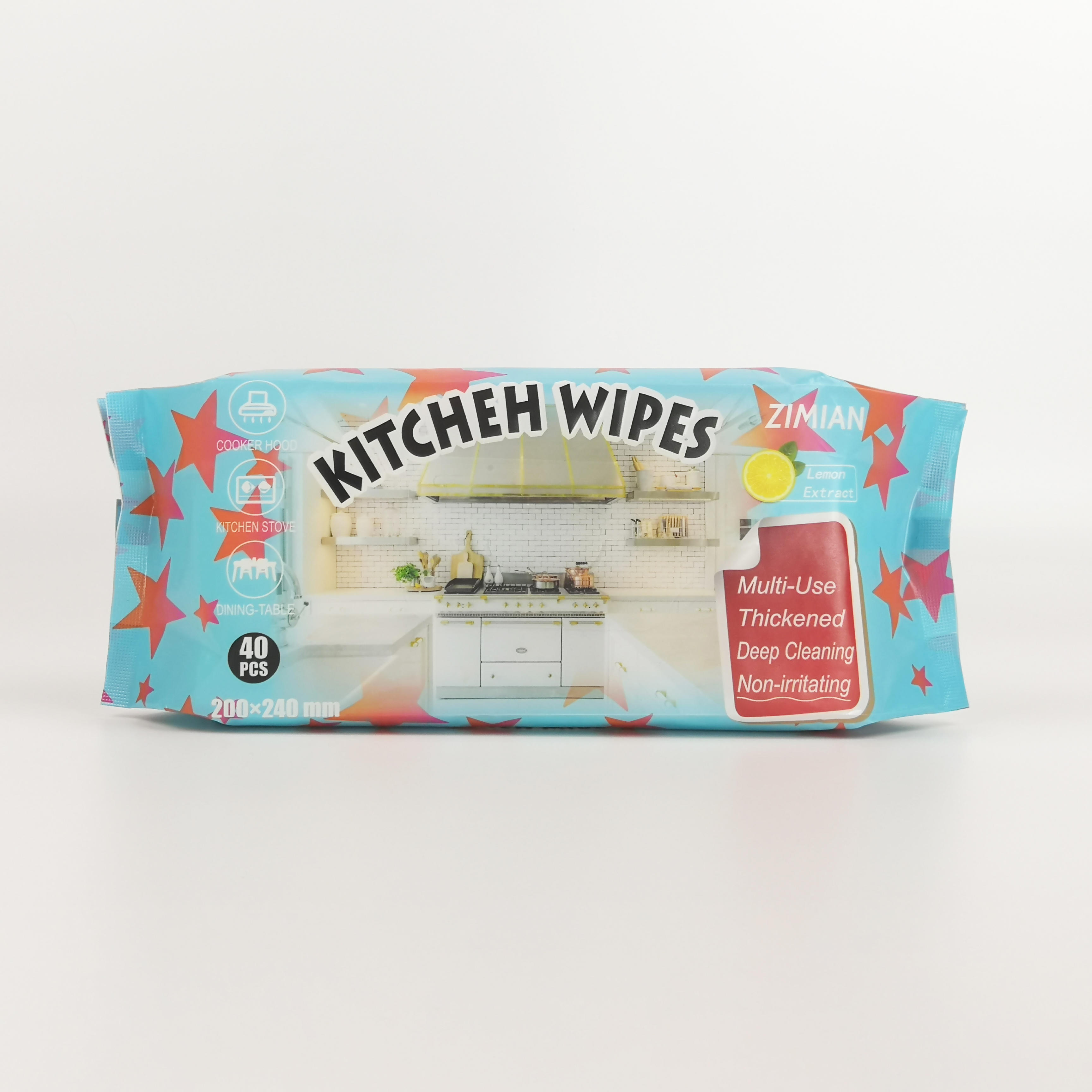 Multi-Surface Wipes Manufacturer 40pcs Wet Wipes Suitable for Home Kitchen and Bathroom cCeaning