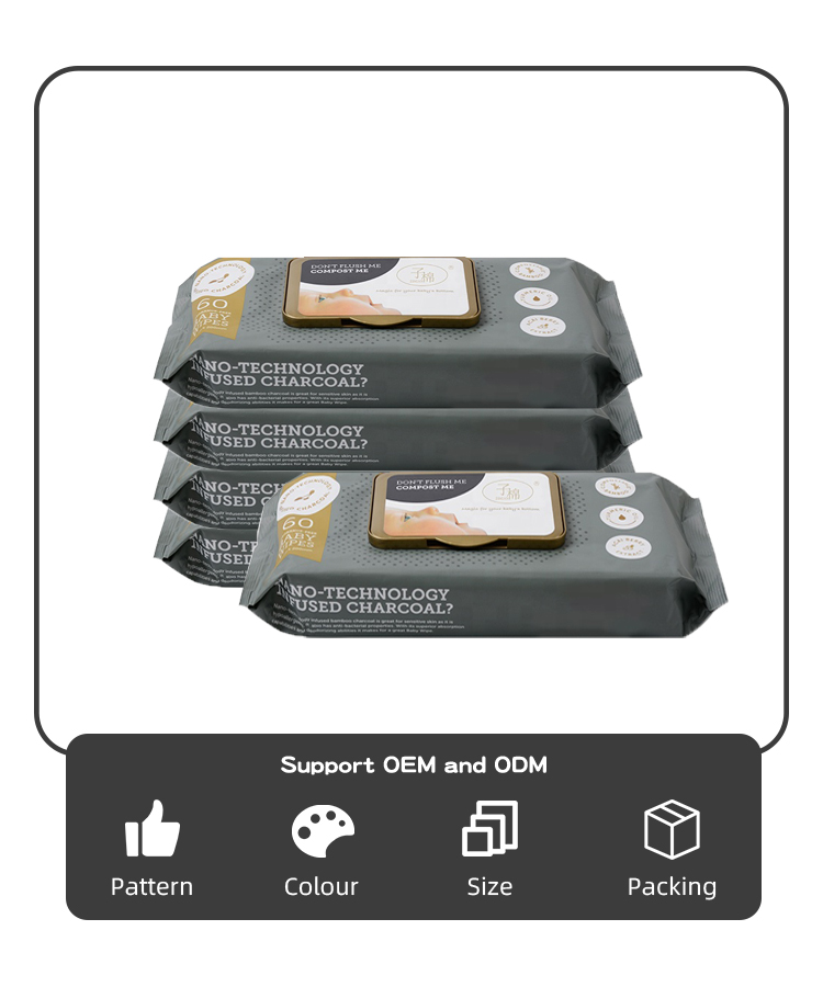Baby Wet Wipes Manufacturer Degradable Bamboo Charcoal Baby Wipes 