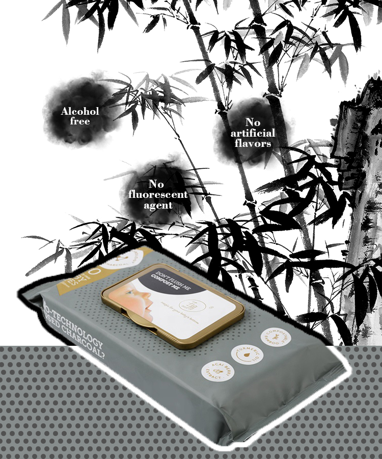 Baby Wet Wipes Manufacturer Degradable Bamboo Charcoal Wipes 