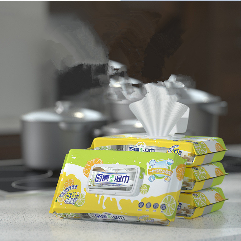 Kitchen Wet Wipes Manufacturer Wheat Straw Cleaning Wipe