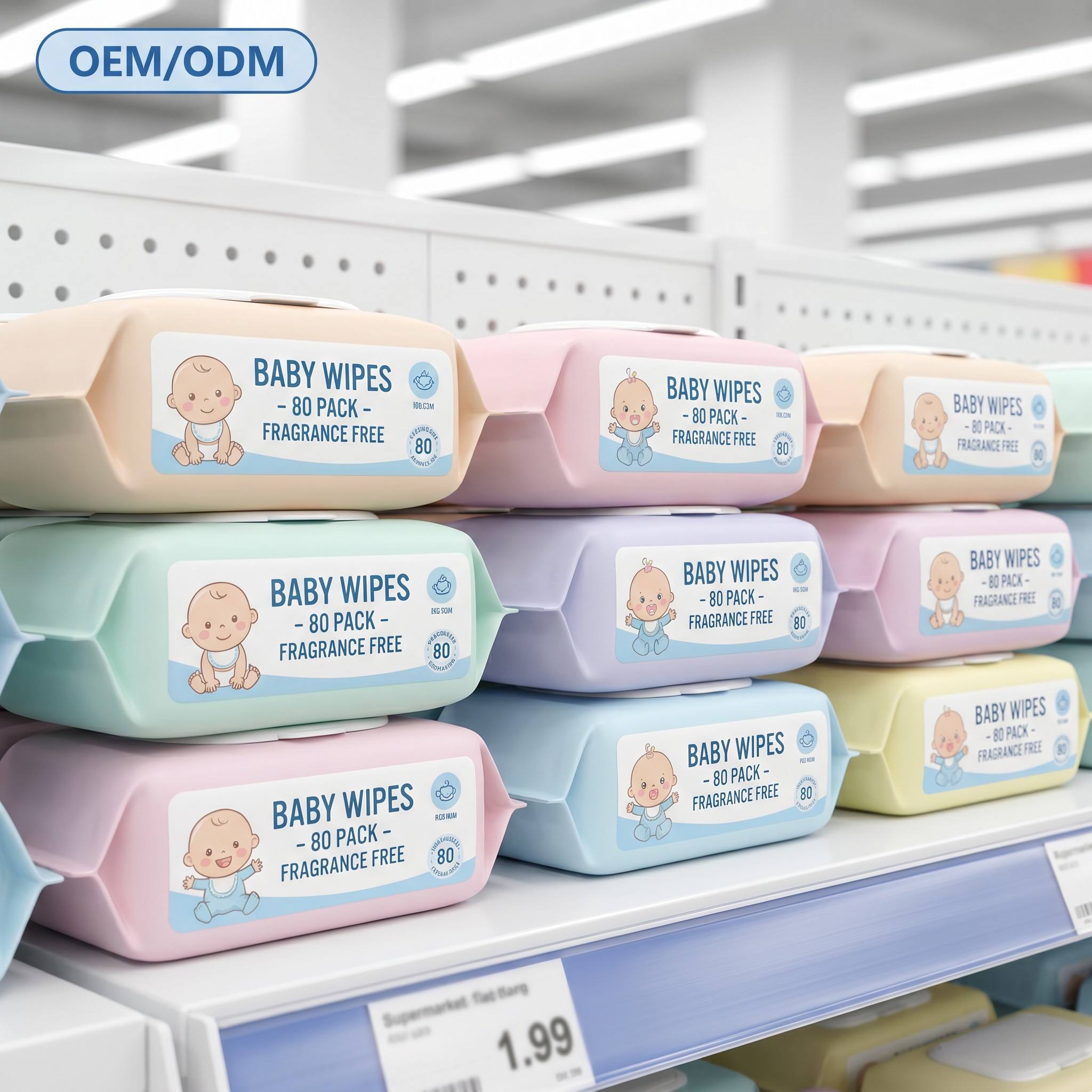 OEM Private Label Baby Wipes Bulk Wholesale Custom Logo Baby Wet Wipes Alcohol Free Baby Wipes Sensitive Clean Baby Wipes