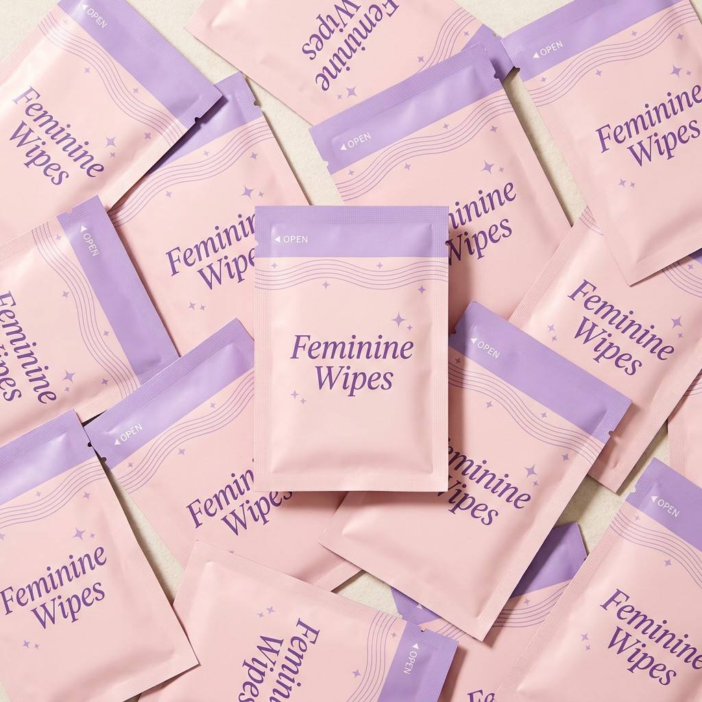 Private Label Single Pack Female Hygiene Wipes Recyclable Plastic Free Feminine Wipes Factory Price Custom Logo