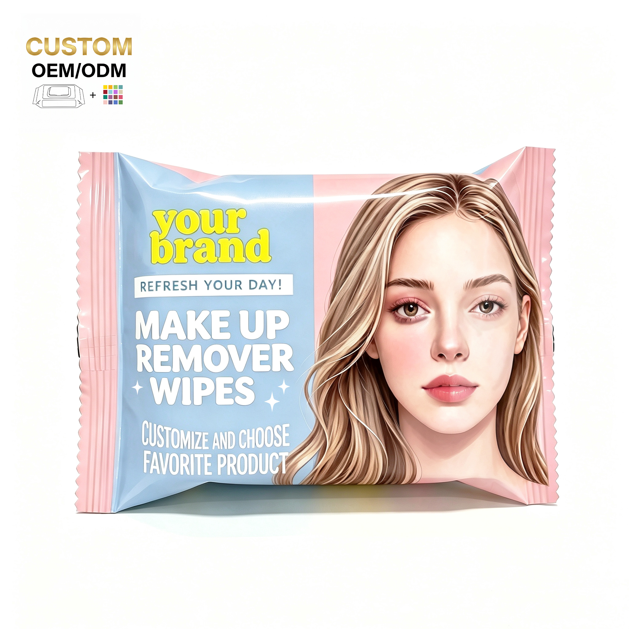 Makeup Remover Wet Wipes Soft Non-Woven Gentle Cleansing Alcohol-Free Portable Disposable Cosmetic Wipes OEM ODM Private Label